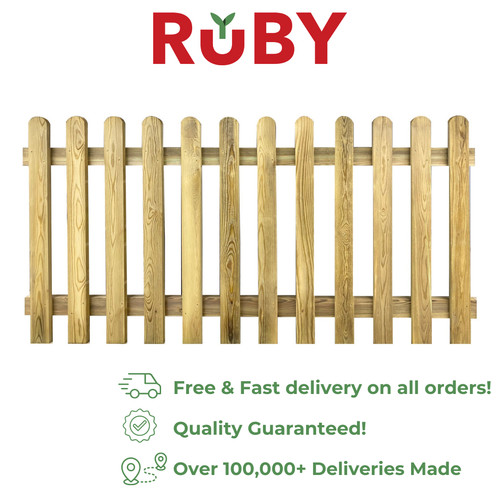 Ruby picket panels - 6ft, wooden