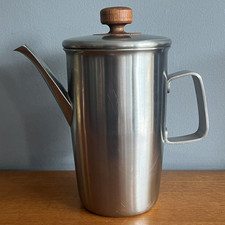 Vintage Viners Stainless Steel Coffee Pot With Teak Handle by Gerald Benney