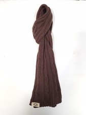UGG Cable Knit Scarf Brown Unisex 100% Wool Winter Warm
