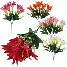 Bouquet of 5 Stargazer Lilies - Artificial Silk Flowers Fake Bunch Bouquet