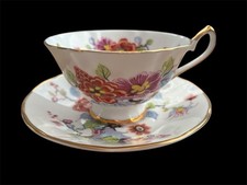 Elizabethan Staffordshire Mandarin Fine Bone China Floral Tea Cup & Saucer