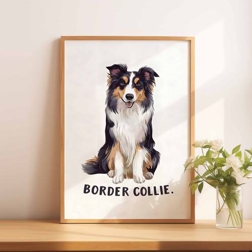 Border collie wall - a5, art