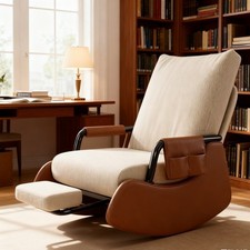 Adjustable Rocking Recliner Chair w/Foot Pedal,Padded Lounge Armchair,Foldable