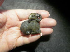 Hand Carved wood netsuke goat