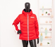 Swix Down Jacket Red Hooded Winter Puffer Coat Skiing Hiking Women's Size L
