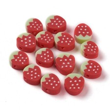 Polymer Clay Strawberry Beads Cute Fruit 8mm x 10mm 50pcs