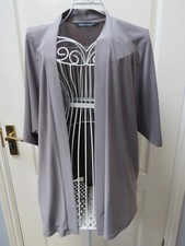 Cover Up Shrug Bolero Size L Taupe Ladies Top Jersey Stretch Open Jacket Neutral