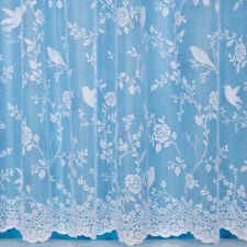 BIRDIE WHITE NET CURTAINS ALL SMALL SIZES DROP (20" - 90") *SOLD BY THE METRE