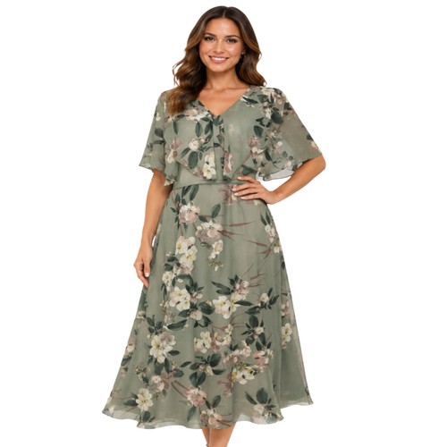 Nightingales khaki floral midi - floral,