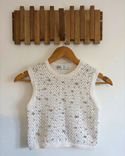 Zara white solid crew neck - zara,