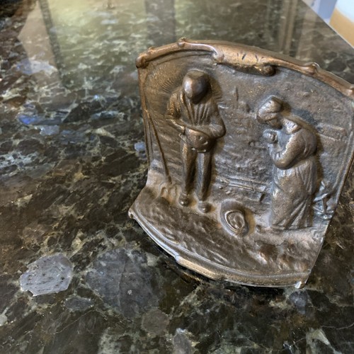 Antique cast iron book ends - book,