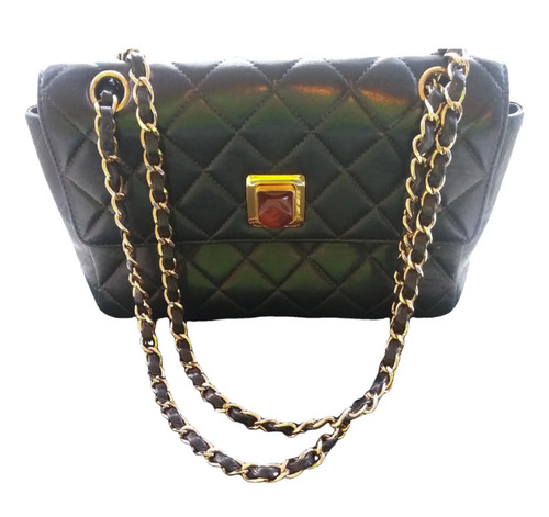 Genuine black leather chanel - genuine,