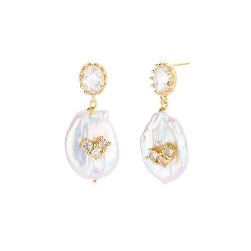 18k gold plated baroque - gold, pearl