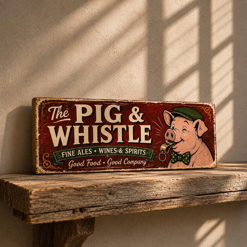 The pig whistle pub sign - &,