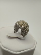 Genuine SWAROVSKI Rhodium Plated Sparkly Crystal Stone Dome Cocktail Ring Size N