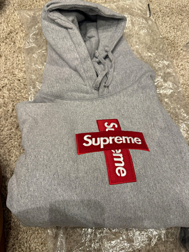 Supreme grey logo hoodie - supreme,