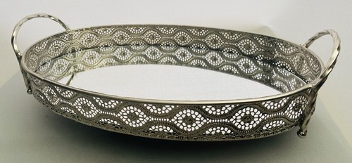 Mirrored silver oval tray - mirrored,