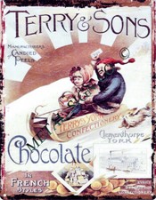 TERRYS & SONS CHOCOLATE  METAL SIGN VINTAGE STYLE SMALL coffee sweet shop cafe