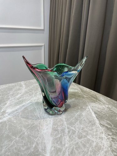 Art glass vase multicolor hand - art,