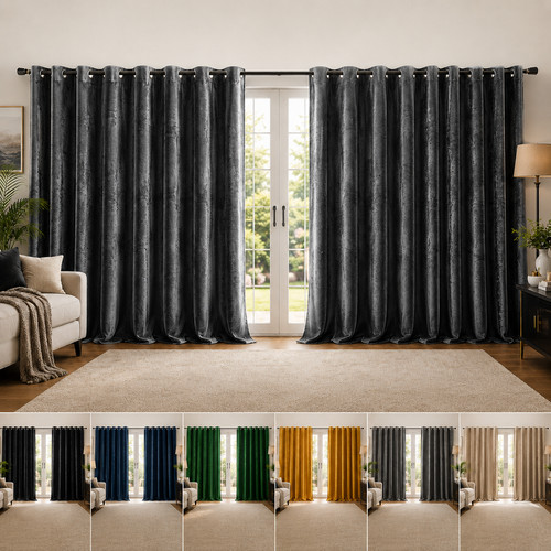 Crushed velvet curtains pair - crushed,