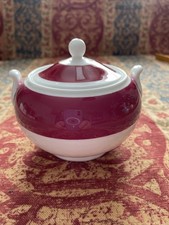Wedgwood Red And White Lidded  Sugar Bowl.