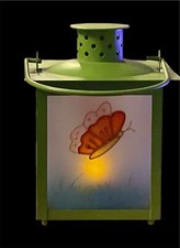 CANDLE LANTERN GLASS PAINTED