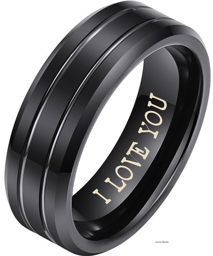 Mens black tungsten love - i,