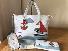 Radley Signature / Picture Port Of Call Handbag, Coin Purse, Matinee Purse Set