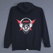 Fozzy Chris Jericho Mens Medium Black Skull Headphones Full Zip Hoodie
