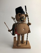 Vintage Japanese Tanuki Raccoon Dog Figurine with Bow and Arrows Unique Ornament