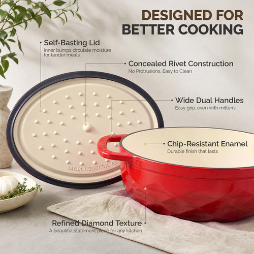 5qt oval enameled cast - 7.5qt,