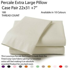 Luxury 180 TC  Extra Large Cream 2X Pillowcase 22" x 31" To Fit Large Pillows