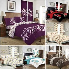 Duvet Cover Set Complete With Fitted Sheet Matching Pillowcases or Curtains