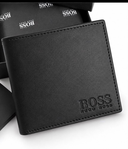 Leather bifold black wallet - leather,