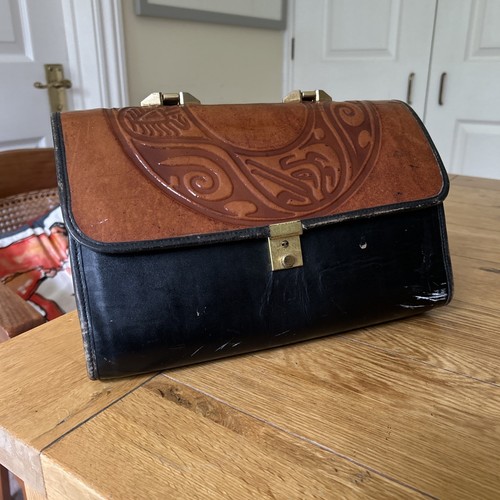 Vintage leather hand tooled - leather,