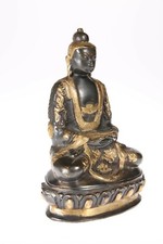 A brilliant CHINESE BRONZE FIGURE OF BUDDHA SHAKYAMUNI, 19TH CENTURY