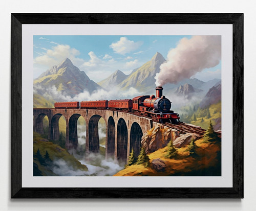 Steam train framed - train, canvas