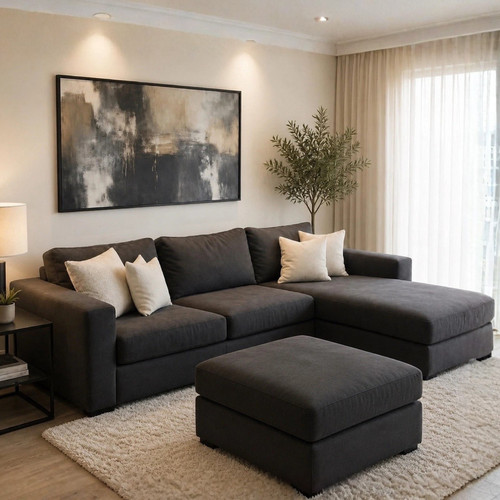 New black corner sofa chaise - new,
