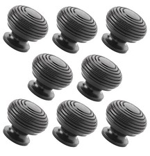 Pack of 8 Large 40mm Ebonised Wood Beehive Cupboard Cabinet Door Knobs Wooden