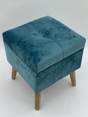 Blue velvet storage ottoman - velvet,