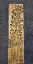 Vintage Carved Wooden Gingerbread Cookie Mould Figure Folk Art