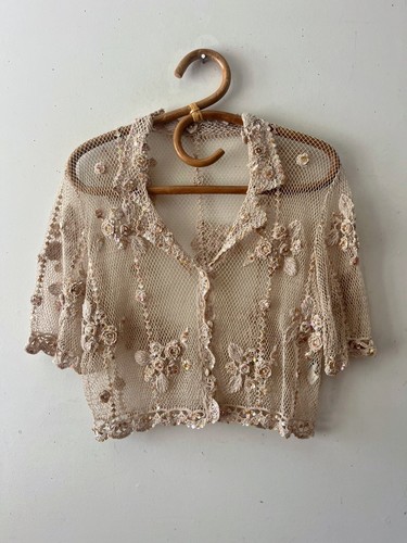 Vintage 80s crochet floral - vintage,