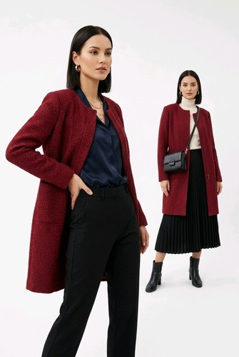 Bonmarche burgundy red boucle - red,