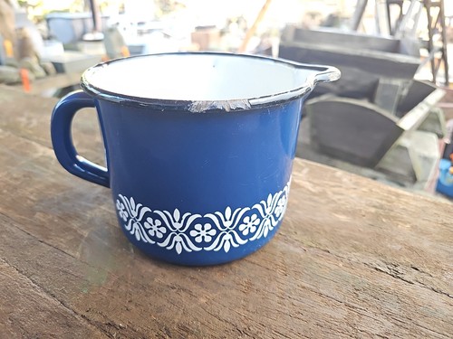 Retro vintage enamel blue jug - retro,