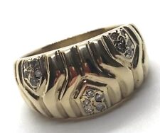9ct GOLD DIAMOND RING 375 LADY GENTS WIDE BAND EXCELLENT CLEAN CONDITION SIZE N+
