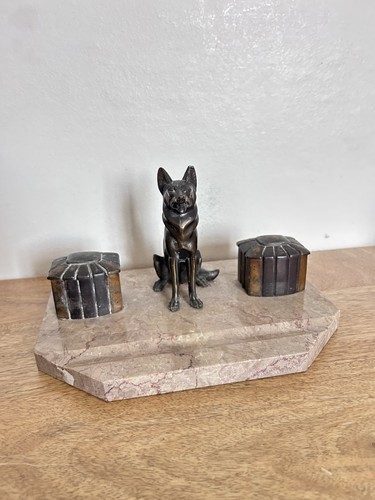 Art deco alsatian dog inkstand - dog,