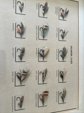 15 Vintage Salmon Flies Framed But Usable