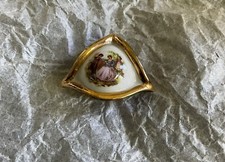 Vintage Limoges Tricorn Hat Red With Gold Gilt Courting Couple Rare