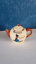 Small Souvenir Teapot Depicting Aberavon and Welsh Lady  With Plastic Insurt