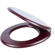 Croydex Davos Solid Pine Luxury Toilet Seat Mahogany Effect Flexi-Fix Bathroom